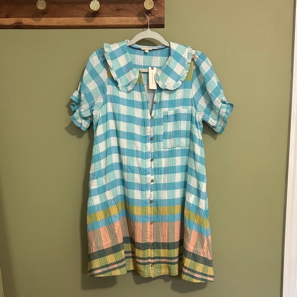 Anthropologie Dresses & Skirts - ANTHROPOLOGIE PILCRO Keira Collared Button-Front Mini Dress plaid gingham dress